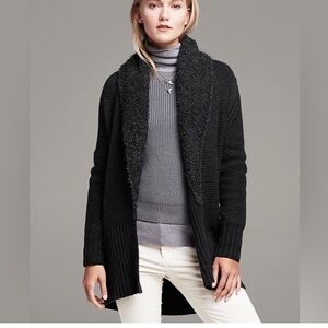 Banana Republic Merino & Mohair Blend Grey Cardigan S | Cozy Shawl Collar